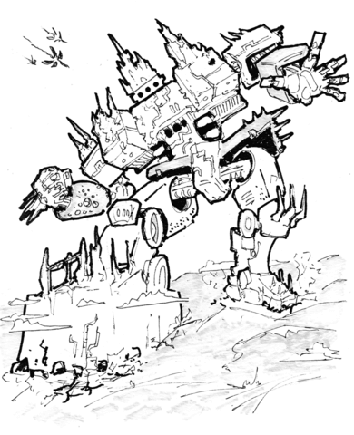 Sci Fi Robot   Giant Crashing Machine Coloring Page